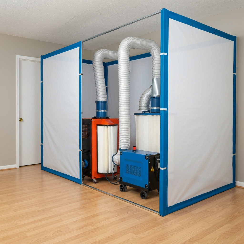 Mold remediation containment with air scrubbers in a Tucson home